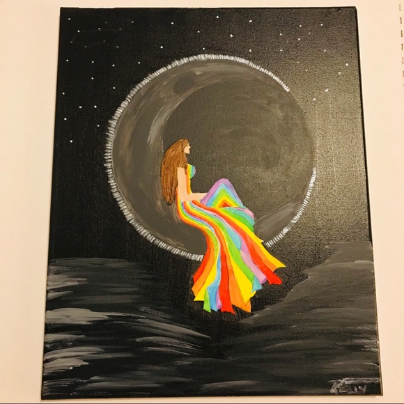 CUSTOM Zodiac Girl on Moon Nautical Boho Painting - Picture 5 of 8